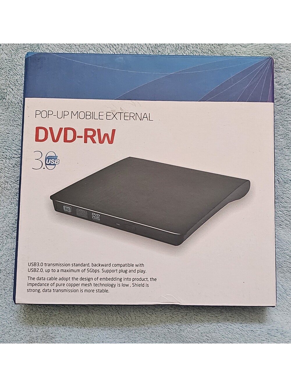 Pop-Up Mobile External DVD-RW Drive USB 3.0 Compatible with Windows and Mac